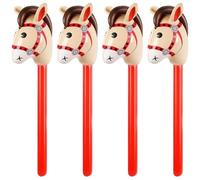 Stick Horse|4 Pack Cheval Bâton Gonflable, Rouge Gonflable avec pour Enfants, Cadeau de Fête Amusant et Jouet de Jeu