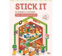 Stick It Tiny Bookshops - 10 librairies à créer Activité loisirs créatifs Loisirs créa Scènes à sticker Art Thérapie Cute and cosy Librairies à sticker