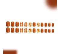 Stick on Nails Taille mixte 24 pièces citrouille et érable | Faux embouts carrés courts prêts à l ' emploi avec art citrouille et érable pour les fêtes et photos d ' Halloween