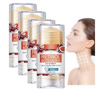 Stick Soin Visage cou Jour et Nuit Rétinol & Collagène, Hydratant Visage Collagène Rétinol Avec Acide Hyaluronique, Crème Hydratante Visage, Crème Anti Rides Visage Cou Pour Femme & Homme(4PACK)