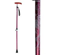 Stick Walking Telescopic Walking Canes, Stick Walking with Wooden T-Handle and Rubber Tip ajusté Hauteur Portable Crutch Balancing Mobilité Aide pour Les Personnes âgées