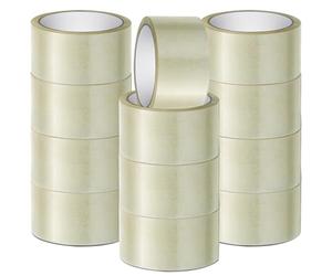 Stick Well Lot de 12 rouleaux de ruban adhésif d'emballage transparent - 48 mm x 66 m, robuste, faible bruit, adhésif sûr et puissant, pour boîtes d'emballage, déménagement et stockage à long terme