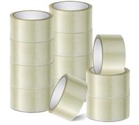 Stick Well Lot de 12 rouleaux de ruban adhésif pour emballage, 48 mm x 66 m, silencieux, solide, transparent, pour emballages en carton, déménagement, idéal pour distributeur de ruban adhésif
