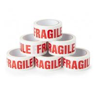 Stick Well Ruban adhésif d'emballage fragile, 48 mm x 66 m, 6 rouleaux, ruban adhésif à faible bruit, sécurisé et collant, ruban adhésif robuste pour emballage, déménagement, boîtes en carton et