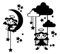 Sticker 2 petites anges dans les étoiles