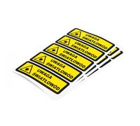 Sticker 25x100mm with a warning triangle and the text "Caution Fiber Optic," 20 pieces (4 sheets of 5 pieces each)