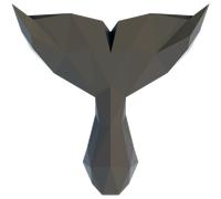 Sticker 3D origami queue de baleine noir