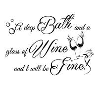 Sticker A deep bath and a glass of wine