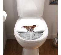 Sticker abattant toilette chien avec un journal