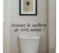 Sticker adhésif Mural Citation noir| Sticker Autocollant Citation DONNEZ LE MEILLEUR DE VOUS-MÊME - Décoration Murale Salon | Imperméable/Amovible - 15 x 55 cm