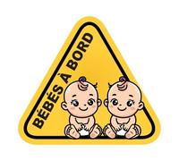 Sticker adhésif voiture "Bébés à Bord" - Design exclusif bébés jumeaux/jumelles trop mignons, adhésif Cast, anti-UV et anti-rayures