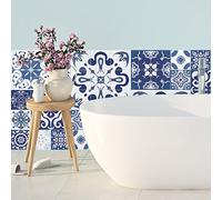 Sticker adhésifs carrelages | Sticker Autocollant Carreaux de Ciment - Autocollant carreau ciment mural salle de Bain et Cuisine 20 x 20 cm - 30 credence adhesif Azulejos