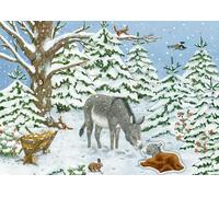 Sticker-Adventskalender : Eselchen im Winterwald