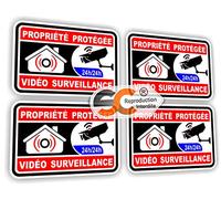 Sticker Alarme Vidéo Surveillance Autocollant (Lot de 4 Stickers)