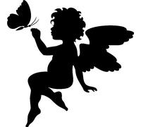 Sticker Ange avec un papillon