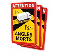 Sticker Angles Morts Camion 17x25 cm - Lot de 6 - Signalisation Obligatoire Poids Lourds - Autocollant Conforme Réglementation France - Haute Visibilité - Vinyle