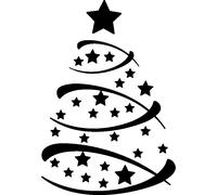 Sticker Arbre de Noël avec des étoiles