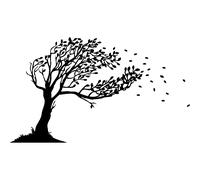 Sticker Arbre soufflé par le vent design