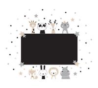 Sticker ardoise animaux scandinaves + 1 craie liquide blanche