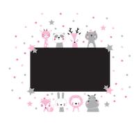 Sticker ardoise et animaux scandinaves girly + 1 craie liquide blanche