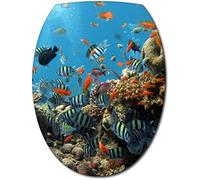 Sticker Autocollant Abattant WC Fond Marin Petits Poissons 35x42cm SAWC0043