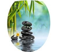 Sticker Autocollant Abattant WC Galets Fleurs Bambou 35x42cm SAWC0211