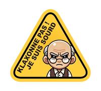 Sticker autocollant adhésif humoristique voiture papy/grand-père senior - "Klaxonne pas, je suis sourd" - Design exclusif, adhésif Cast, anti-UV et anti-rayures