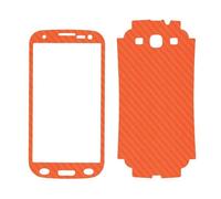 Sticker Autocollant Aspect Carbone 3d Skin Pour Galaxy S3 Orange