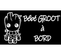 Sticker autocollant Bébé à Bord - BABY GROOT (1) - Couleur au choix (Blanc - 501EG)
