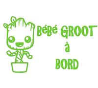 Sticker autocollant Bébé à Bord - BABY GROOT (3) - Couleur au choix (Citron Vert - 531EG)