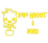Sticker autocollant Bébé à Bord - BABY GROOT (3) - Couleur au choix (Jaune Pierre - 526EG)