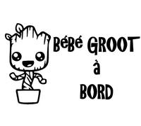 Sticker autocollant Bébé à Bord - BABY GROOT (3) - Couleur au choix (Noir - 502EG)