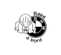 Sticker autocollant Bébé à bord compatible pour BMW (Blanc)