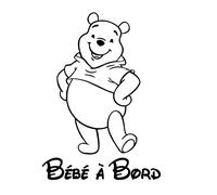 Sticker Autocollant Bébé à Bord - Winnie l'ourson (Blanc)
