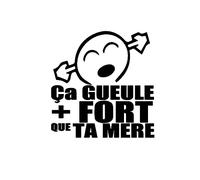Sticker autocollant Carrosserie JDM Humoristique ça Gueule Plus Fort Que Ta Mère ! ref: v24 (Gris)
