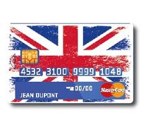 Sticker Autocollant Carte Bancaire - Drapeau Angleterre usé - COPPIA - Démarquez-vous en personnalisant votre Carte Bancaire à petit prix - Fabrication Française
