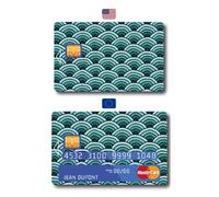 Sticker Autocollant Carte Bancaire - Japon - Demi cercle Bleu Vert - Voiture - COPPIA - Démarquez-vous en personnalisant votre Carte Bancaire à petit prix - Fabrication Française (Format Standard)