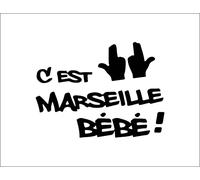 Sticker Autocollant C'est Marseille BÉBÉ (Bleu Clair), 18 x 13 cm