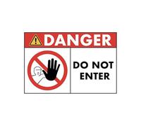 Sticker autocollant "DANGER - DO NOT ENTER" format A4 (fond rouge)