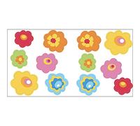 Sticker autocollant déco rétro année 70, 2 pièces, 10,5 cm X 17 cm, déco intérieure, fleurs graphiques multicouleurs, décoration murale originale.
