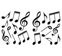 Sticker Autocollant Décoratif 2 pièces 18x15 cm - Notes de Musique Noire pour Décoration Intérieure