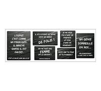 Sticker autocollant décoratif, 6 cadres ardoises de différentes citations, on ne naît pas femme on le devient ! simone de beauvoir, 68 cm X 24 cm