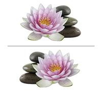 Sticker Autocollant Décoratif Kit x2 - Stickers Muraux Galets Lotus, Autocollants muraux, adhésif Zen - Stickers décoration - Décoration Murale Chambre Enfants Salon Bureau (50x30 cm)