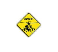 Sticker Autocollant - Gunship Apache Hélicoptères de Combat US Amry Air Force 7 x 7 cm # a1706