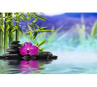 Sticker Autocollant Mural Spa Bambou Galets Fleur - SRPA0004 (20x13cm)