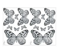 Sticker autocollant papillons noir et blanc, déco murale, 2 pièces, 11x11 cm, décorez votre intérieur avec style et élégance.