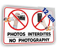 Sticker/Autocollant Photos interdites Appareil Photo Interdit Smartphone Selfie (Largeur 12 cm/Hauteur 8 cm)