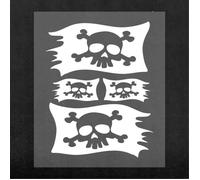 Sticker Autocollant Prédécoupé - 4r Quattroerre.It - Drapeau Pirate - Blanc - 13.5 X 16 Cm - 2 Pièces