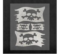 Sticker Autocollant Prédécoupé Drapeau Pirate, Argent, 13.5 X 16 Cm
