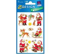 Sticker - AVERY ZWECKFORM - Père Noël - 3 feuilles - 8 stickers par feuille - Rouge